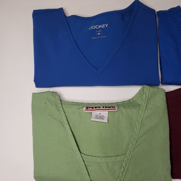 Mixed Colors Royal Blue Green Wine Scrub Top Bundle (4) Medium - Picture 2 of 9